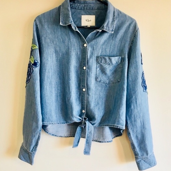 Rails Tops - RAILS DENIM CROP BUTTON UP